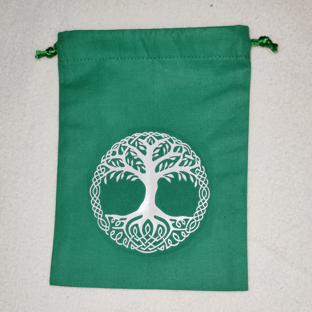 Bourse à dés verte Yggdrasil ou arbre de vie