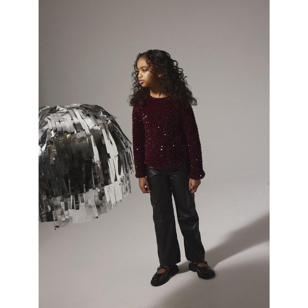 Køb Name It Burgundy Black Bow Nkfrusitta Ls Sløjfe Bluse