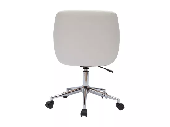 Chaise de bureau à roulettes design blanc, bois clair et acier chromé SANDRO