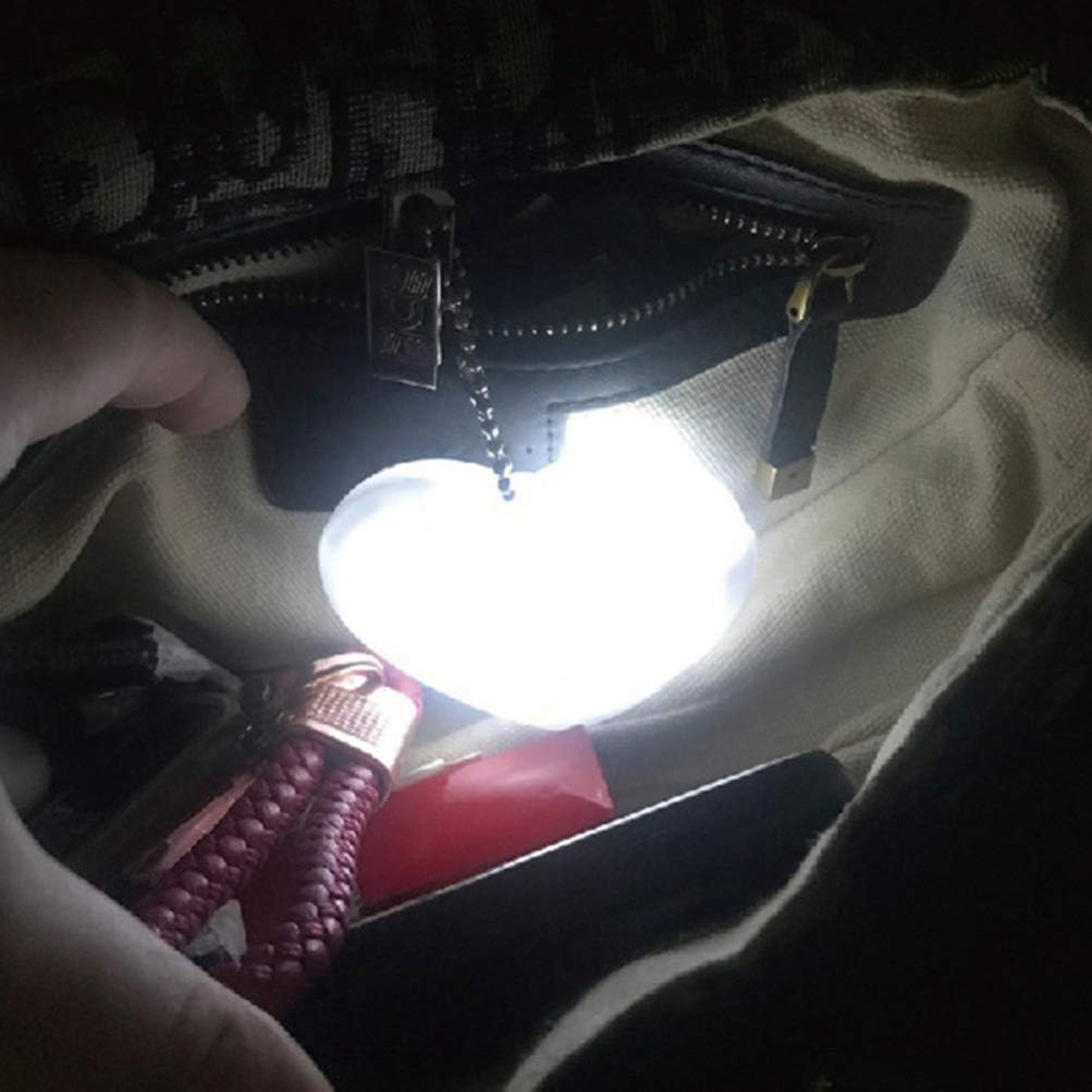 LED Handtaschen Licht Rucksack Anhänger Taschenlicht mit Touch Sensor   Clip Herz - Weiss