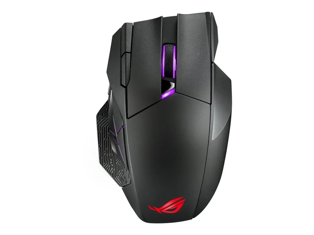 ASUS ROG Spatha X - Mus - højrehåndet - optisk - 12 knapper - trådløs, kablet - USB, 2.4 GHz - sort