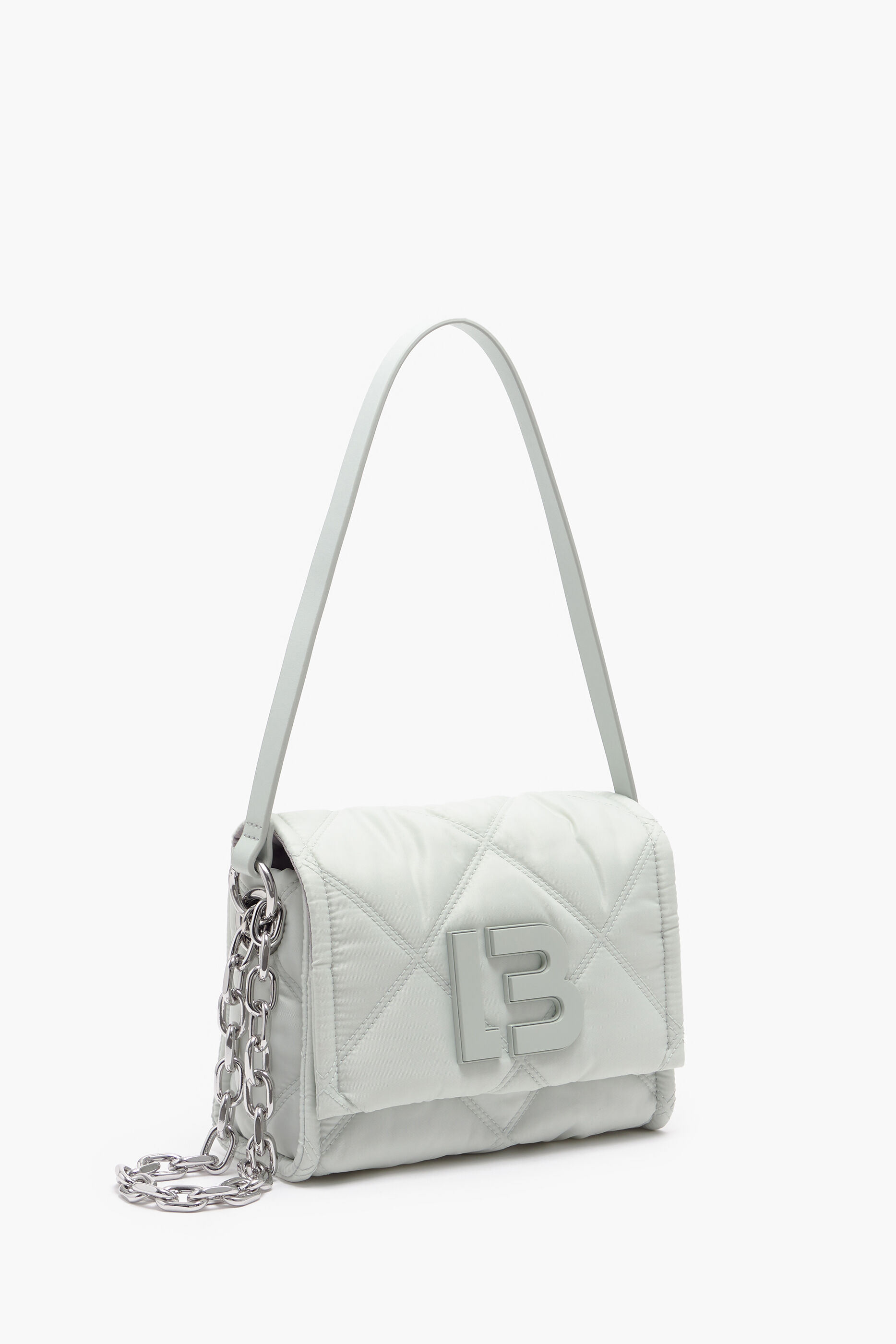 Bolsa de ombro pequena em nylon, cor sal marinho.