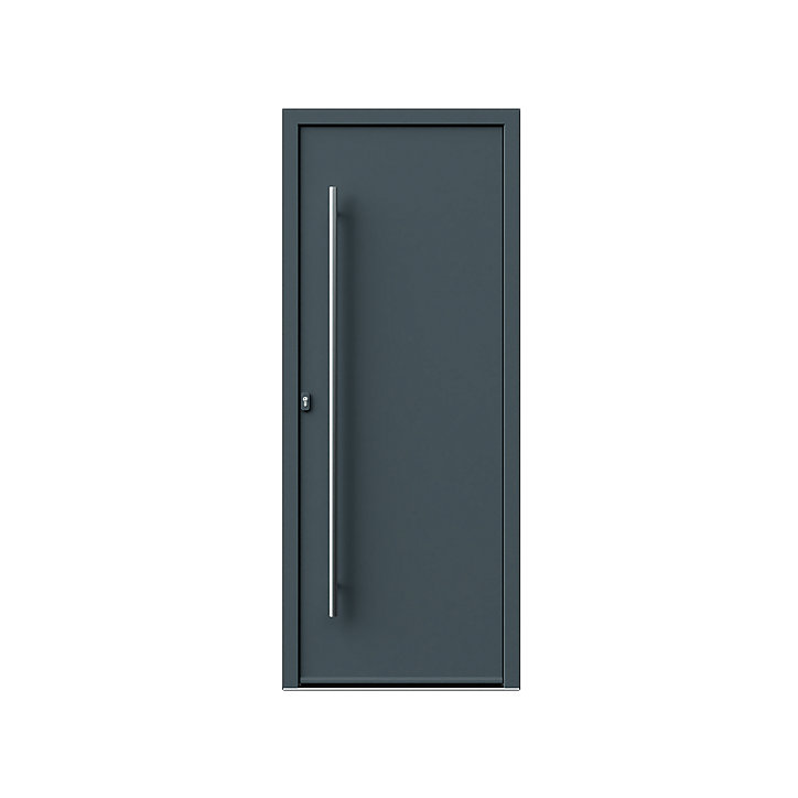 Porte d'entrée FORTIA alu gris RAL 7021 Kapas 96 x h.218 cm poussant droit