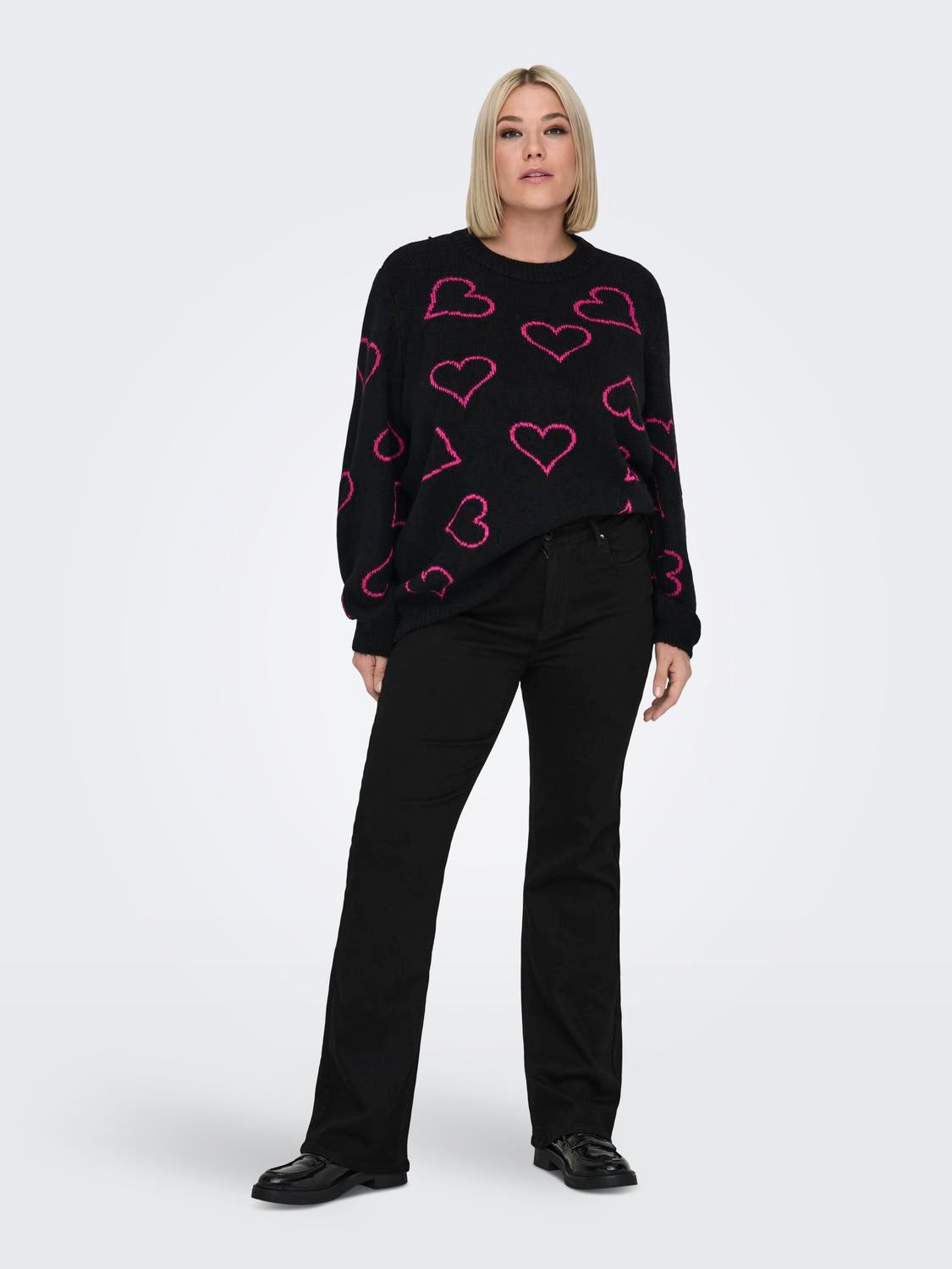 CARWILLY Hohe Taille Ausgestellt Jeans Black Denim