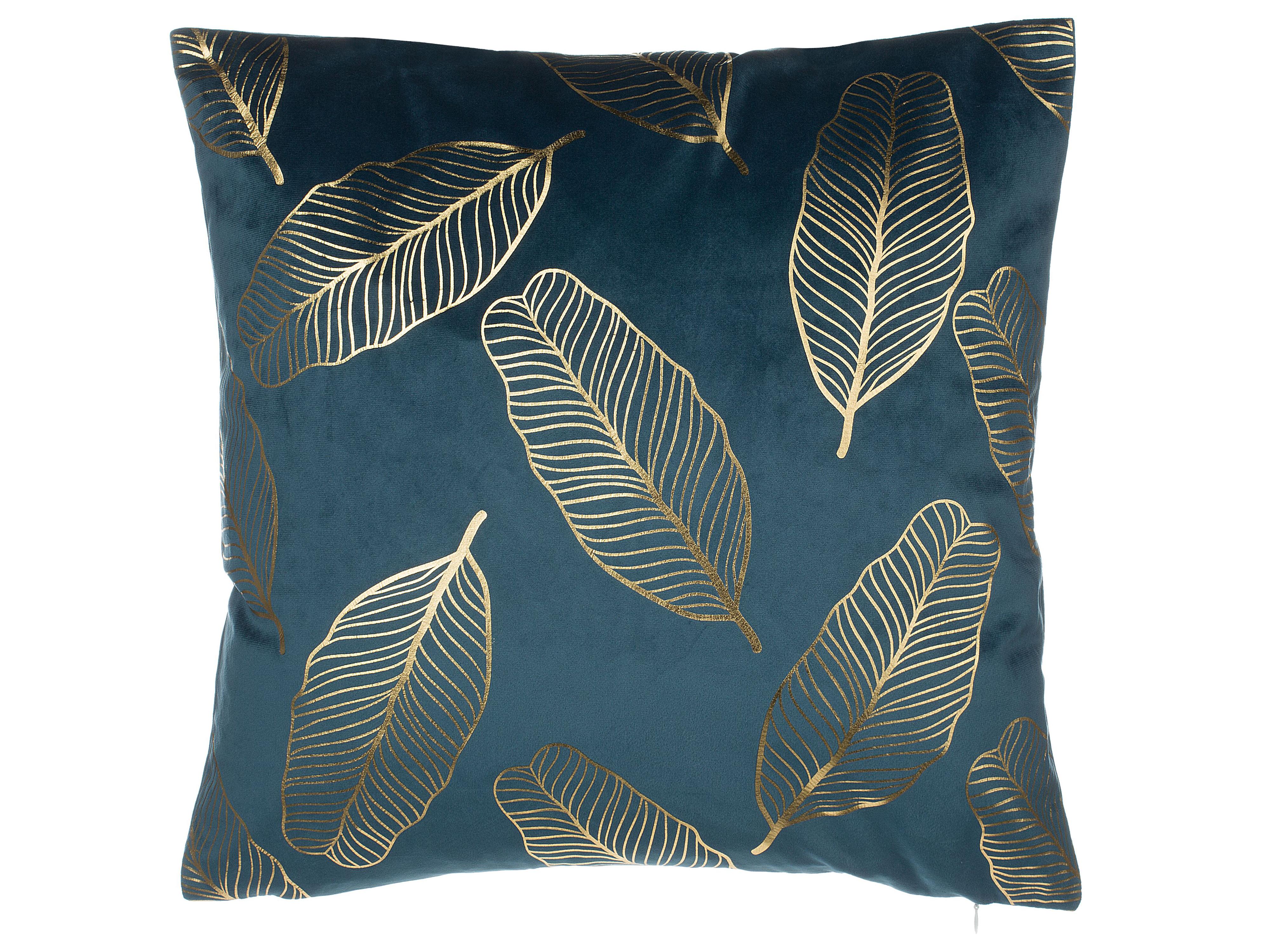 Set van 2 sierkussens FREESIA Fluweel 45 x 45 cm Groenblauw bladpatroon