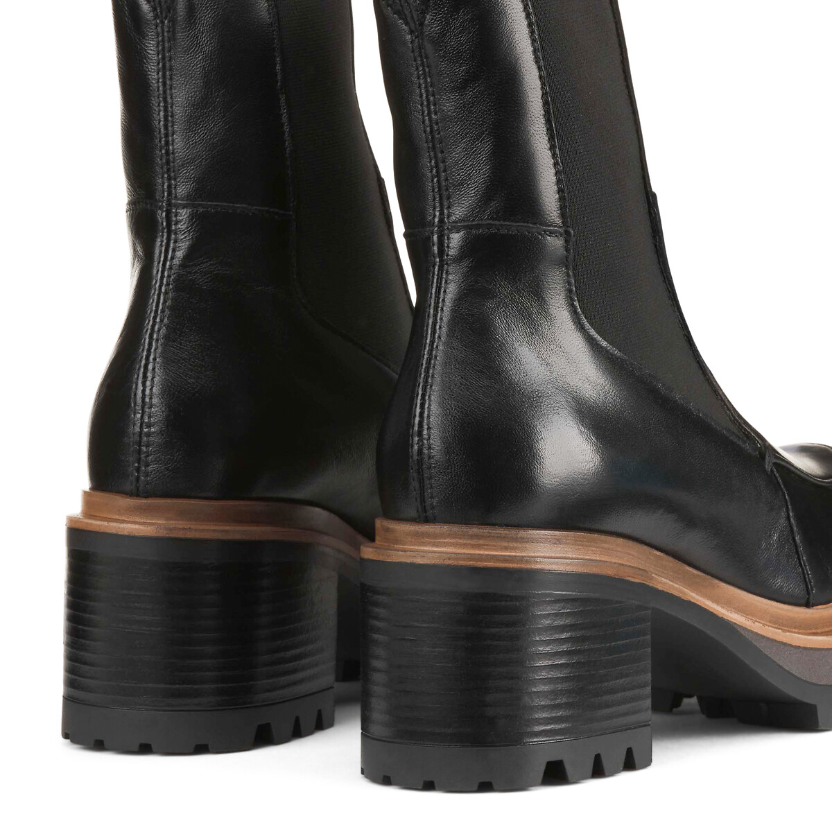 MJUS<br>Botas com salto e elástico, em couro