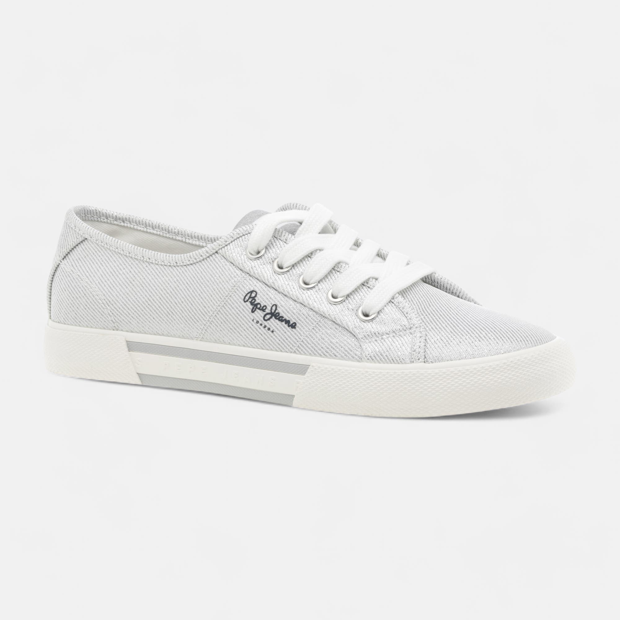 Baskets en toile Femme argent