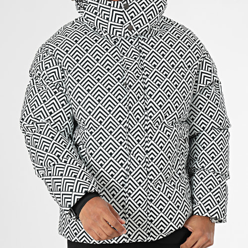 Doudoune Capuche Blanc Noir