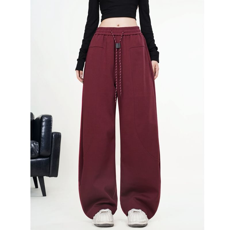 Taragon - Hoge taille effen wijde broek