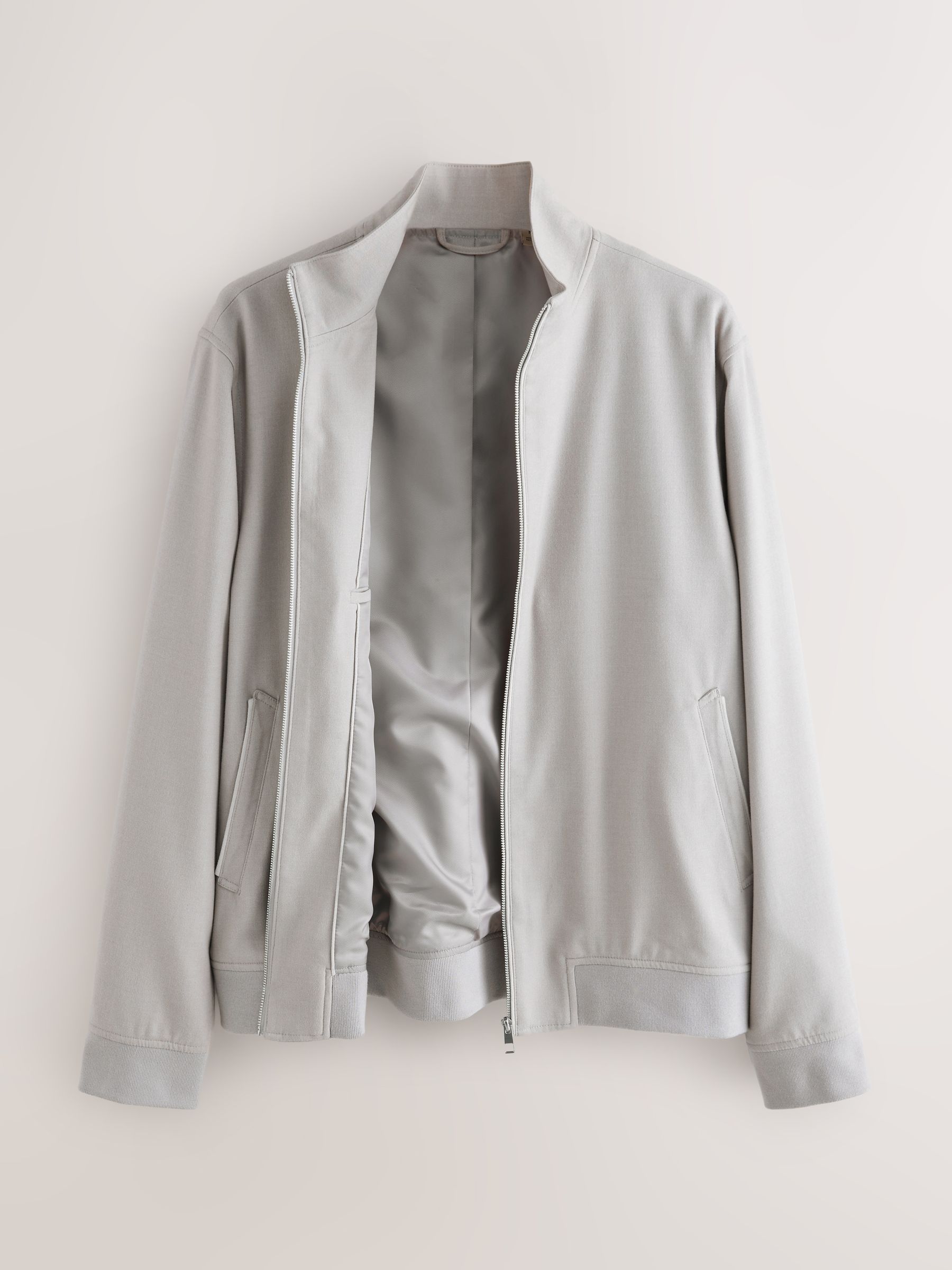 Neutraal - Smart Soft Touch Funnel Neck Jacket With Faux Suede Trim Detail
