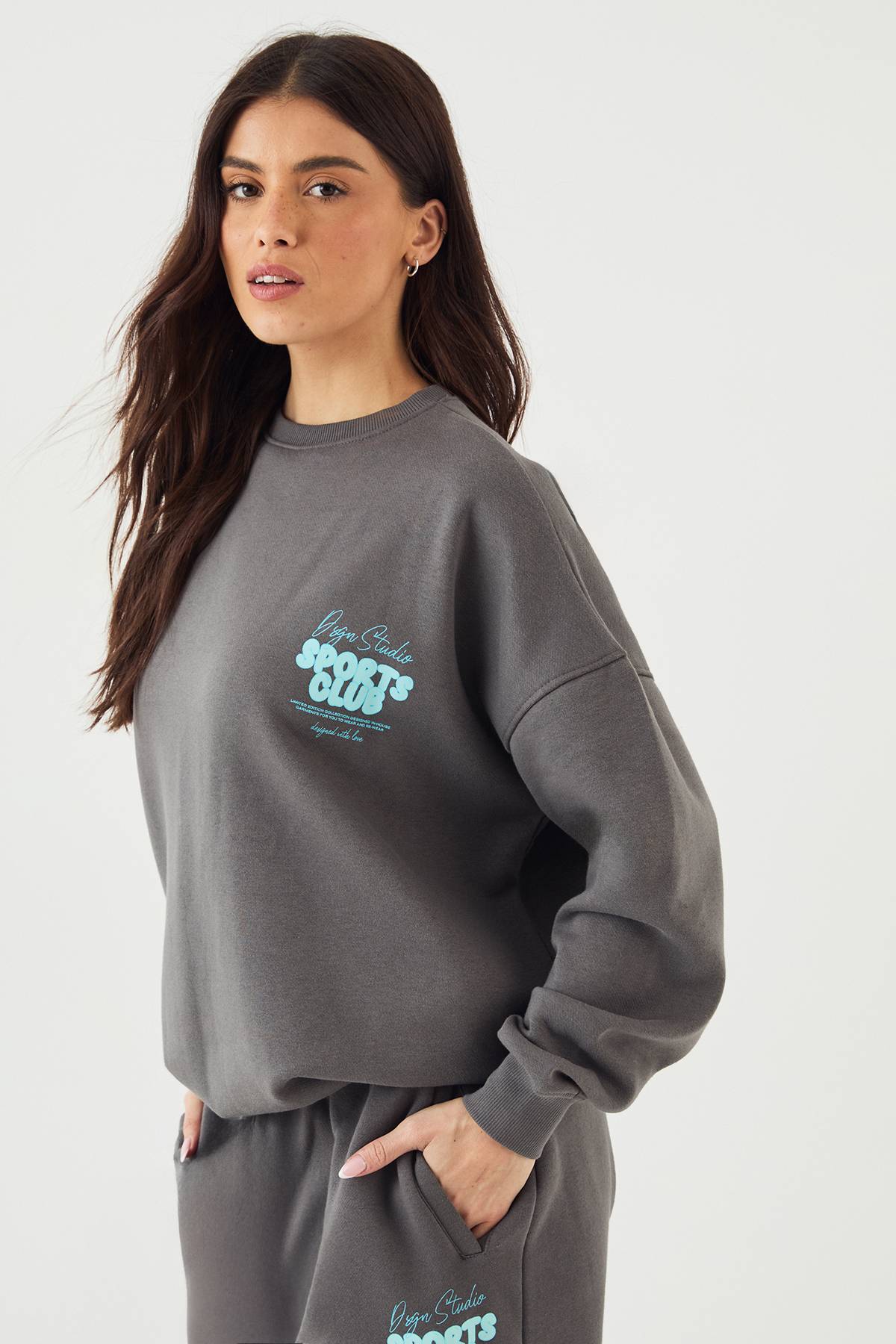 Sweat-shirt Oversize DSGN Studio avec Slogan Sports Bubble