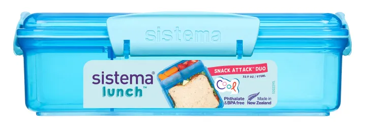 Sistema - Snack Attack Duo975ml - Ocean blue