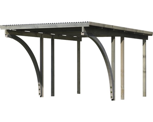 Enkele carport Karibu Eco 1C PVC panelen met 2 inrijbogen zonder beslag 268x387 cm drukgeïmpregneerd