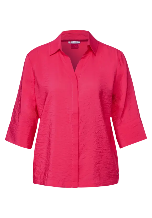 Hemdkragenbluse mit Struktur - coral blossom