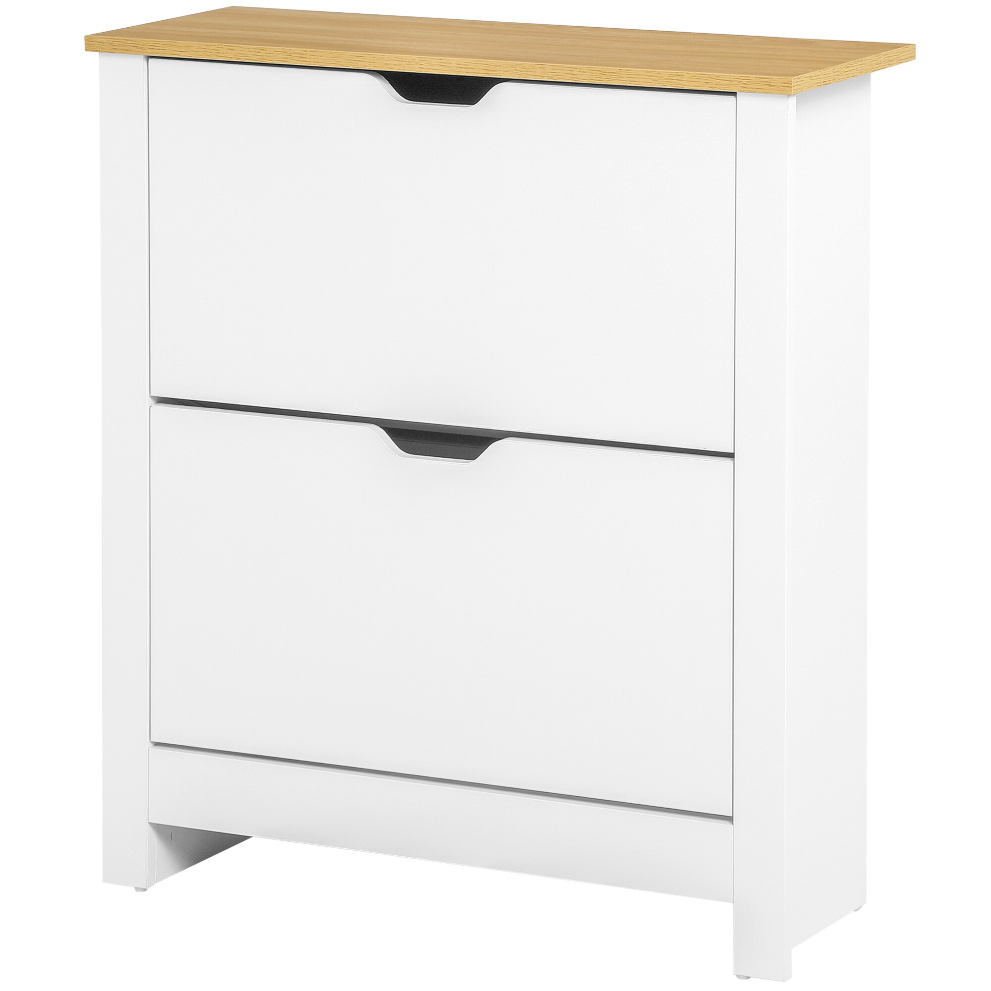 HOMCOM Schuhschrank mit Kippsicherung weiß, natur 72L x 26B x 80H cm