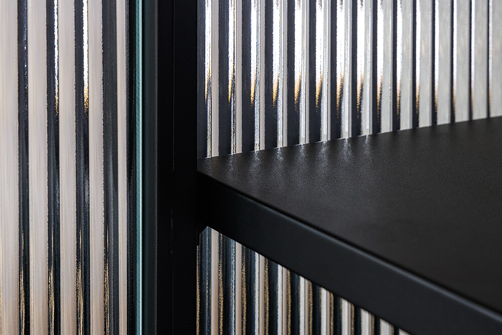 riess-ambiente Sideboard AMSTERDAM - 105cm greige gold Riffelglas Metall Vitrine Schrank Modern
