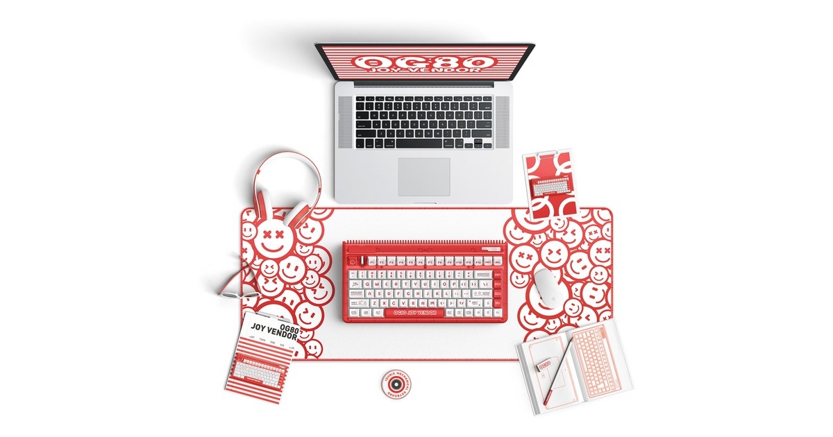 IqunixOG80 Joy Vendor Wireless Mechanical Keyboard, gaming toetsenbord  (Rood/wit, US lay-out, Cherry MX Silent Red, RGB leds, 80% (TKL), Hot-swappable, PBT, 2.4GHz | Bluetooth 5.1 | USB-C)