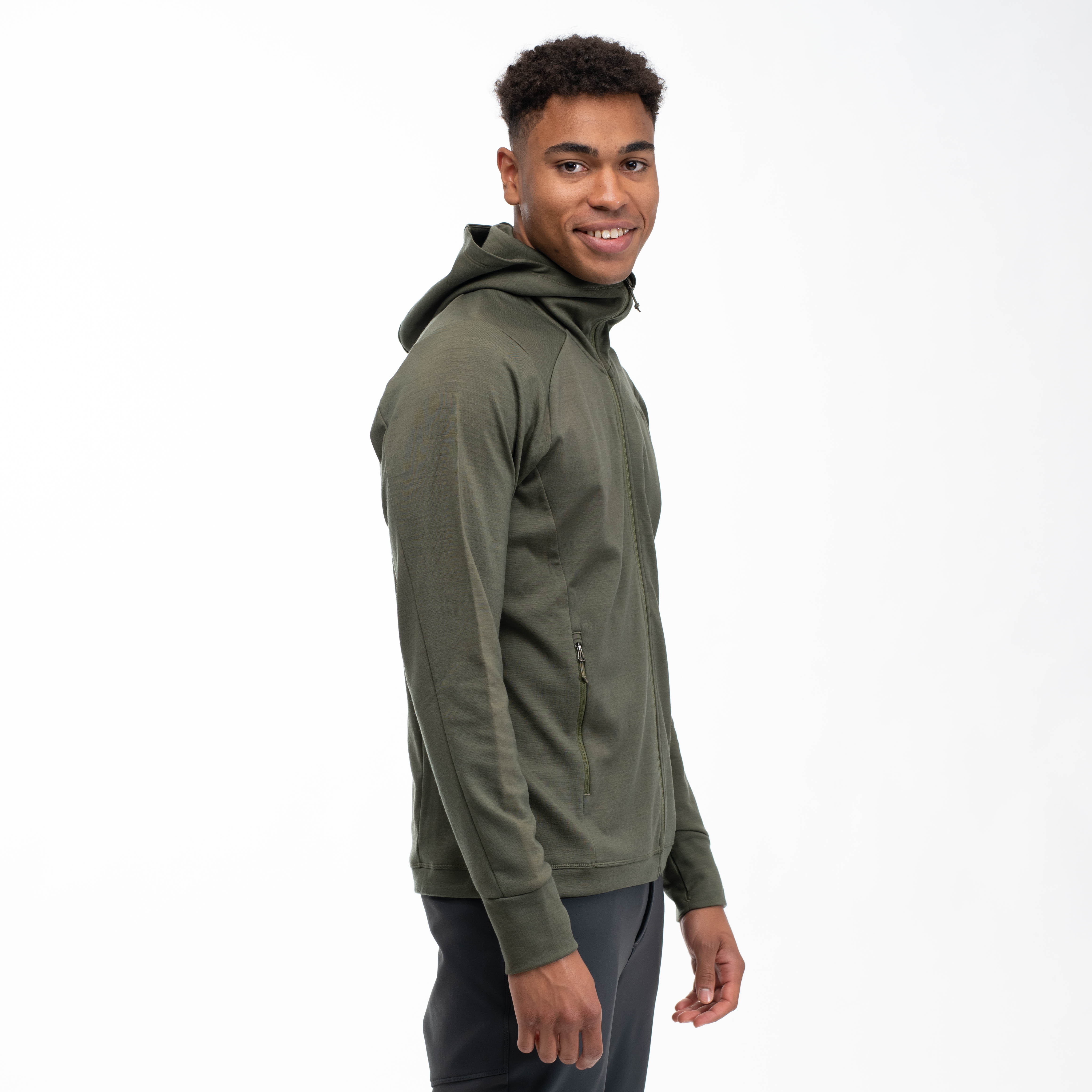 Ulstein Wool Hood Jacket Herre Dark Green Mud
