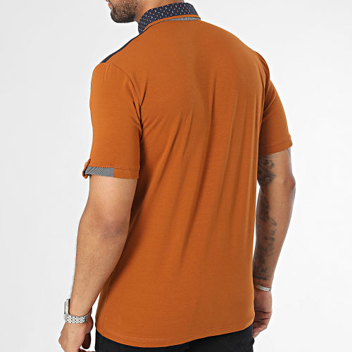 Polo Manches Courtes Bleu Marine Marron