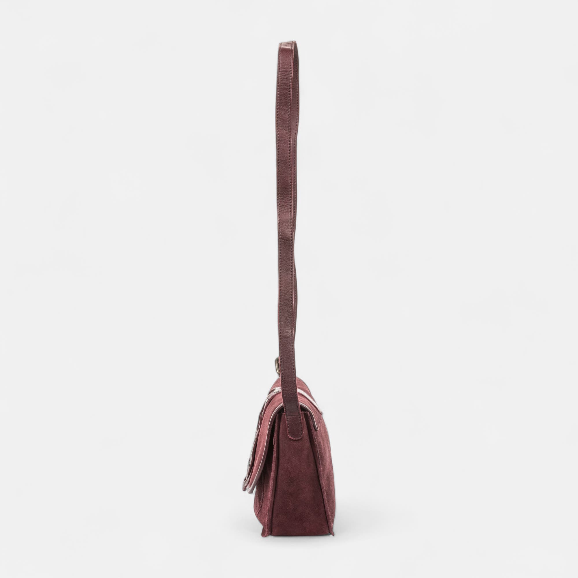 Sac bandoulière en cuir bordeaux