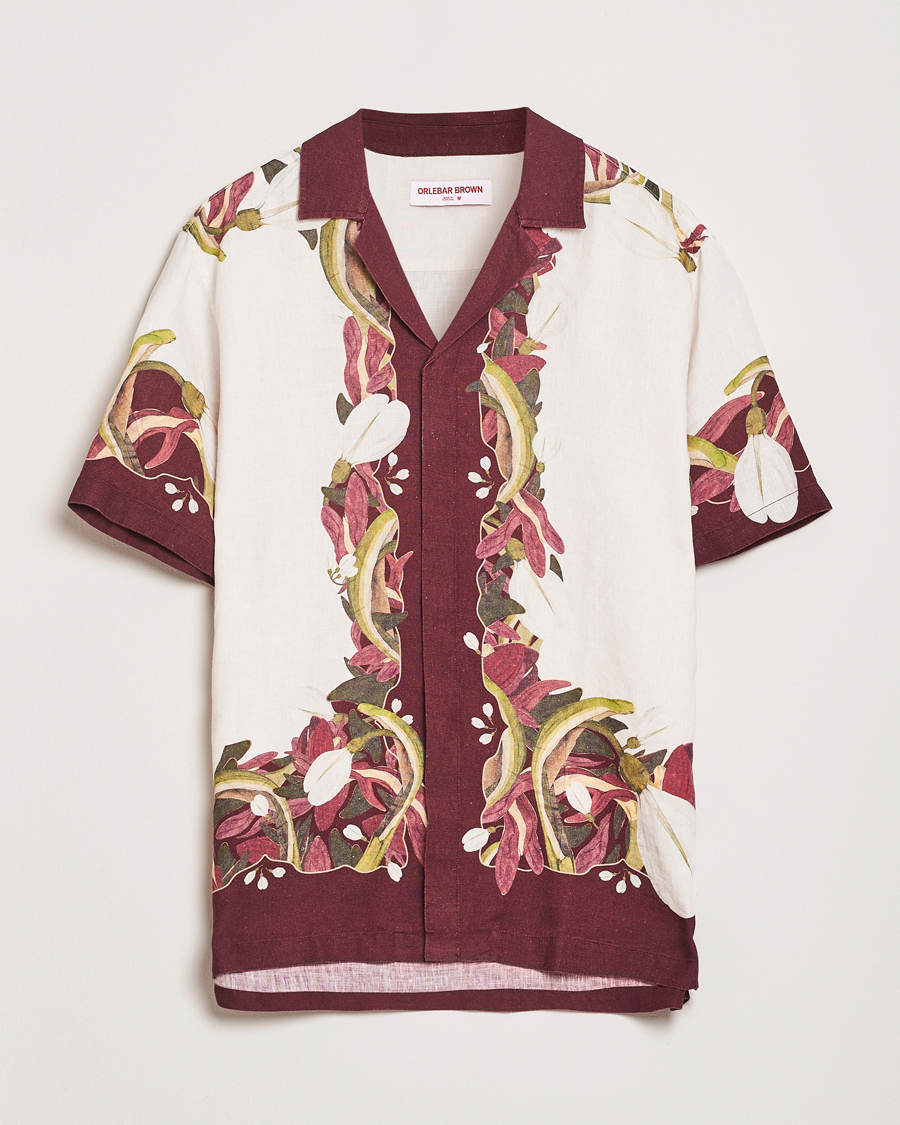 Orlebar Brown Maitan Orchis Short Sleeve Linen Shirt Damson