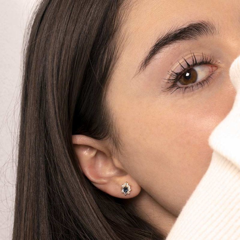 Boucles d'oreilles Or Jaune  et Pierres Precieuses