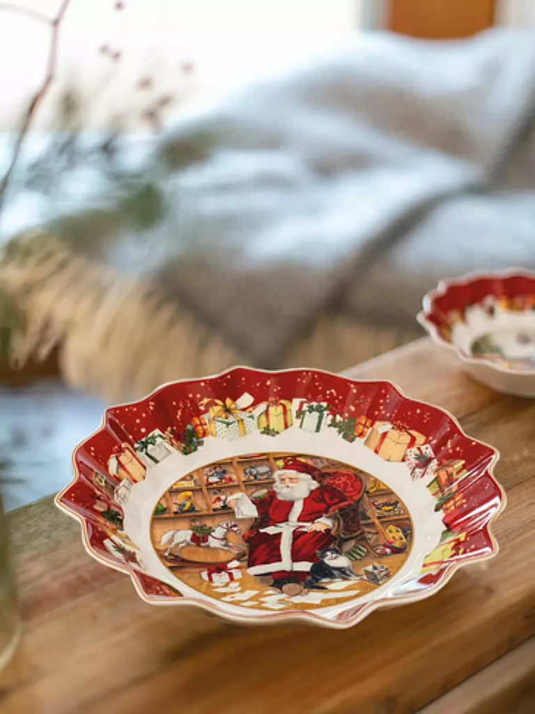 VILLEROY & BOCH Toy's Fantasy Schale groß, Santa liest Wunschzettel 25x25x4cm bunt
