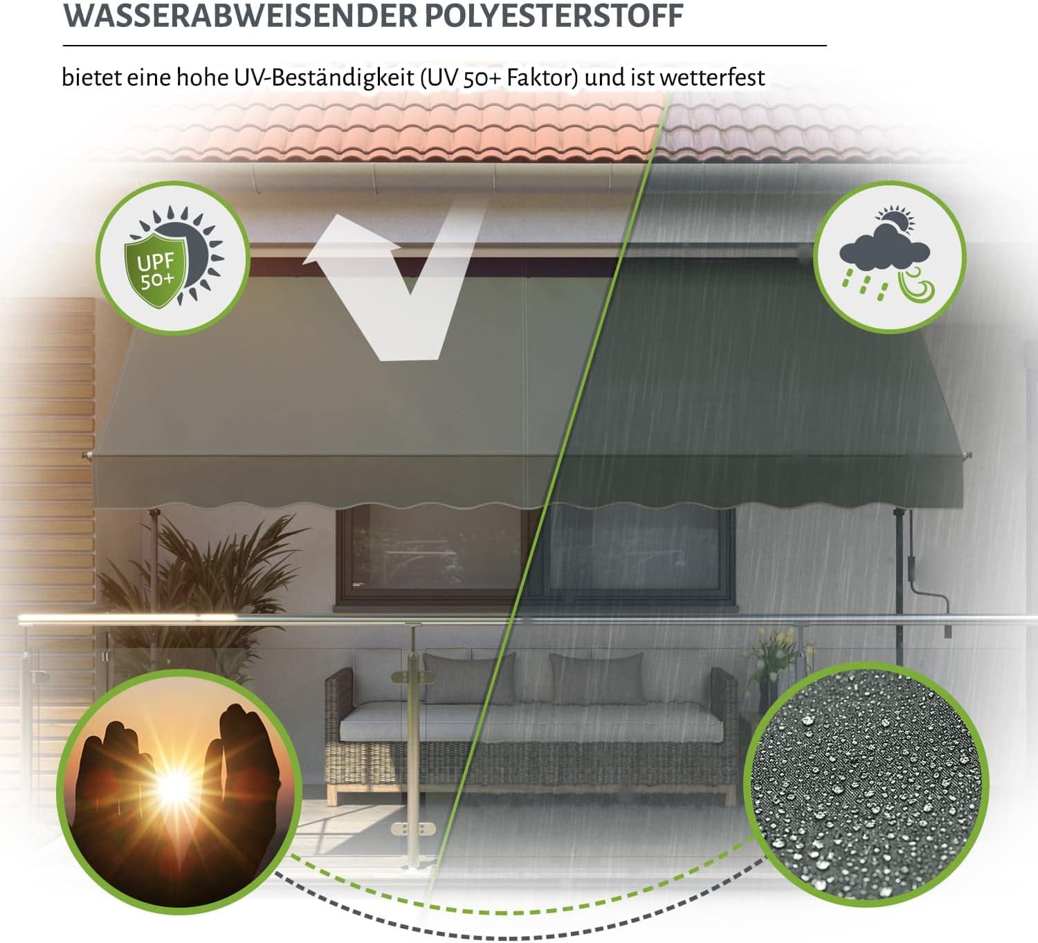 empasa Klemmmarkise 'ILANGA' Balkon Markise Klemm-Markise, UV-beständig und höhenverstellbar