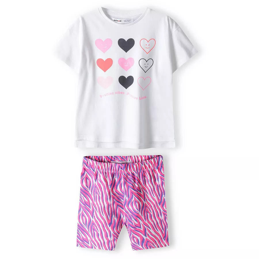 MINOTI T-Shirt und Radlerhose im Set WeißRosa
