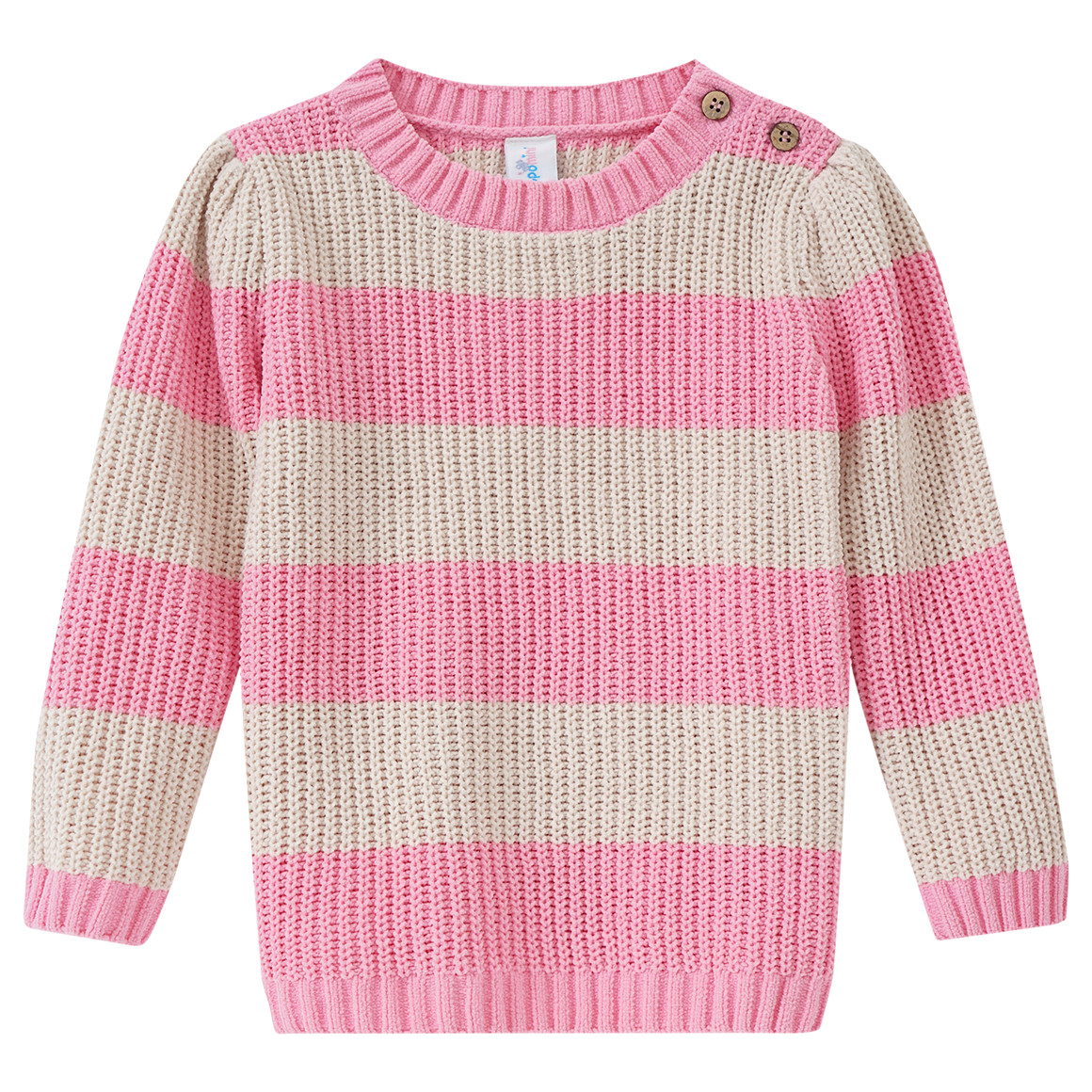 Topomini Baby Pullover aus Chenille rosa / hellbeige