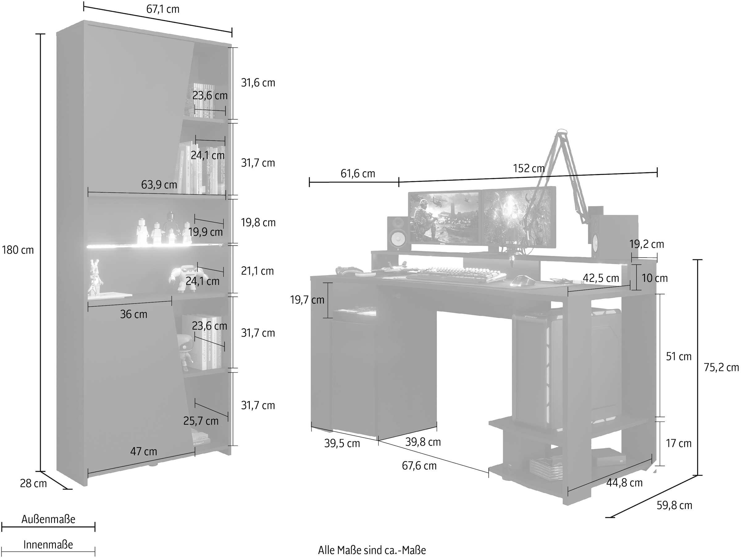 Parisot Jugendzimmer-Set »Gaming - Set« 2 Stk. tlg. Gaming-Set