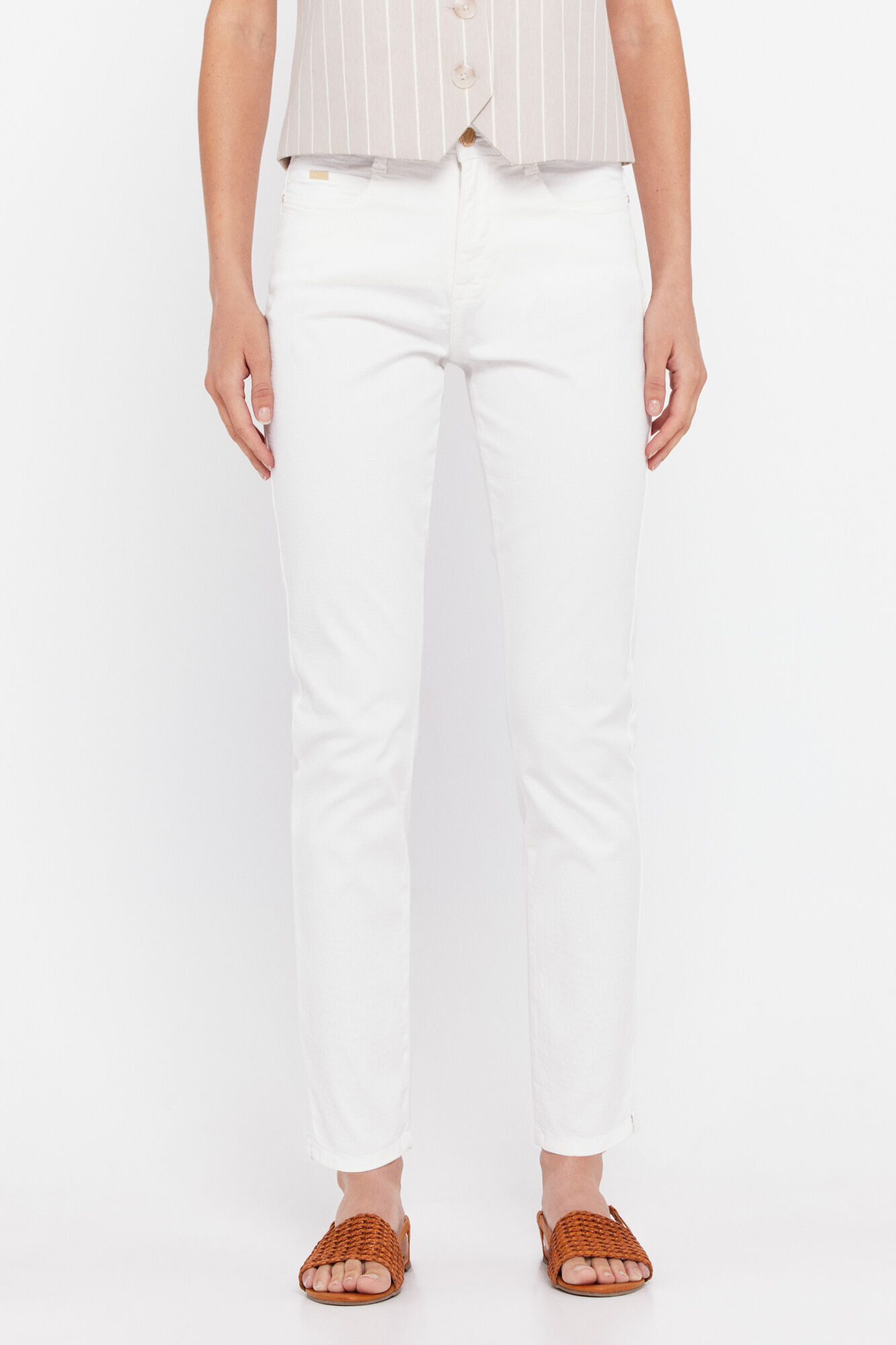 Calça skinny jacquard com caimento sensacional - Branca