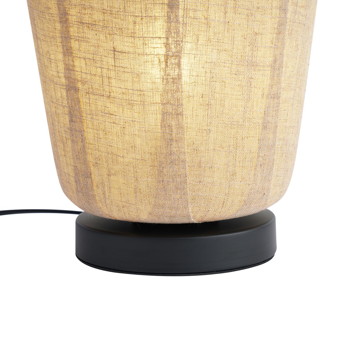 Japandi tafellamp zwart met beige linnen kap 21.5cm - Nami