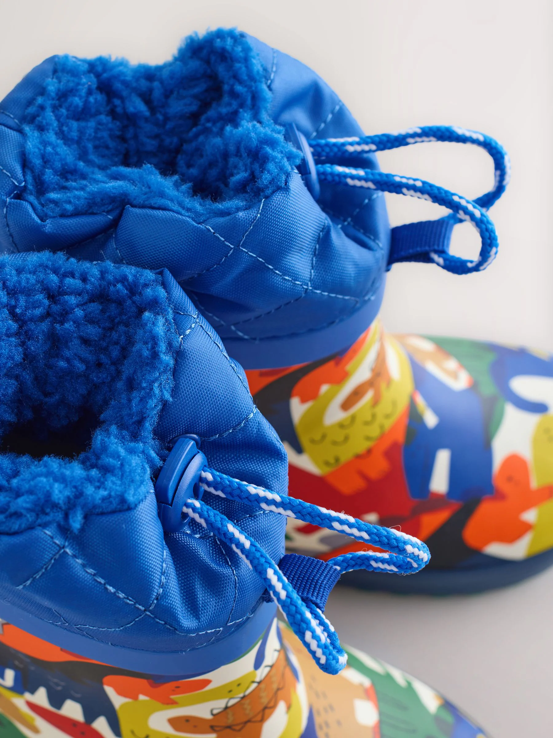 Blauw dinosaurussen - Thinsulate™ - Gevoerde thermoregenlaarzen met boord