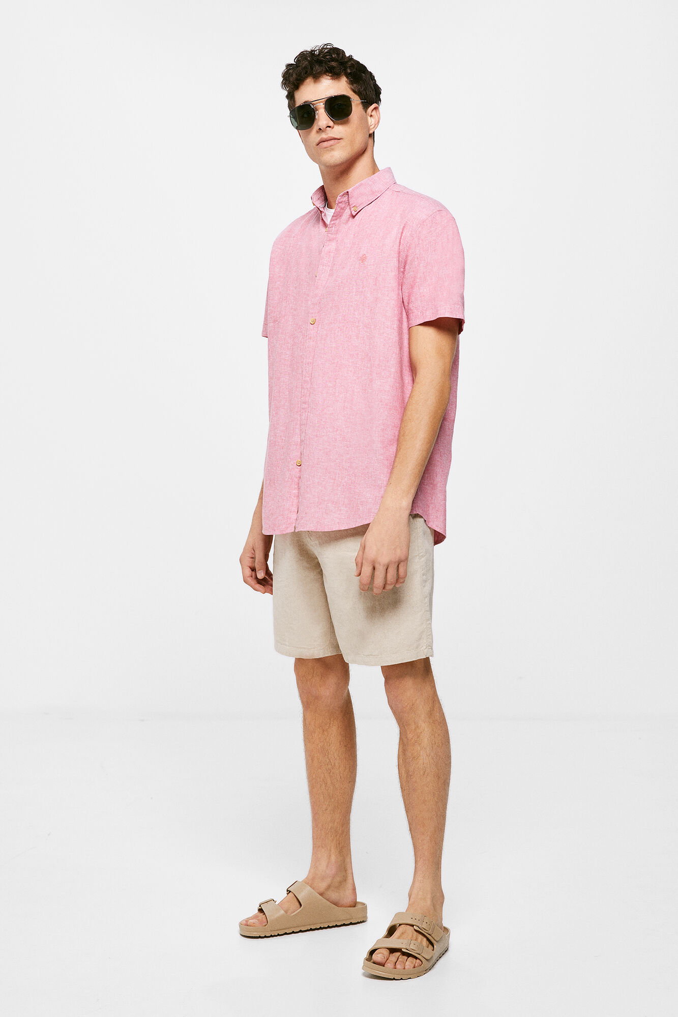 Camisa de linho - fúcsia