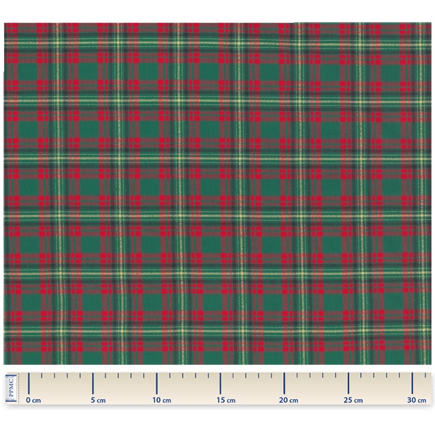 Coupon Tissu 50 Cm Ex2316 Tartan Or Vert