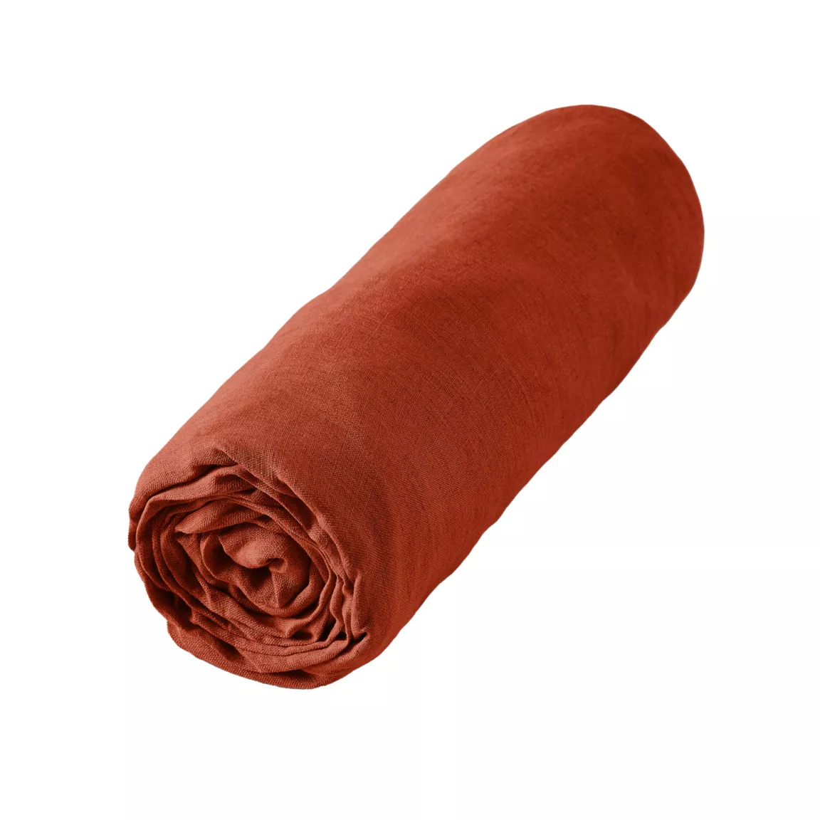 Drap housse lin lavé (180 x 200 cm) Louise Terracotta