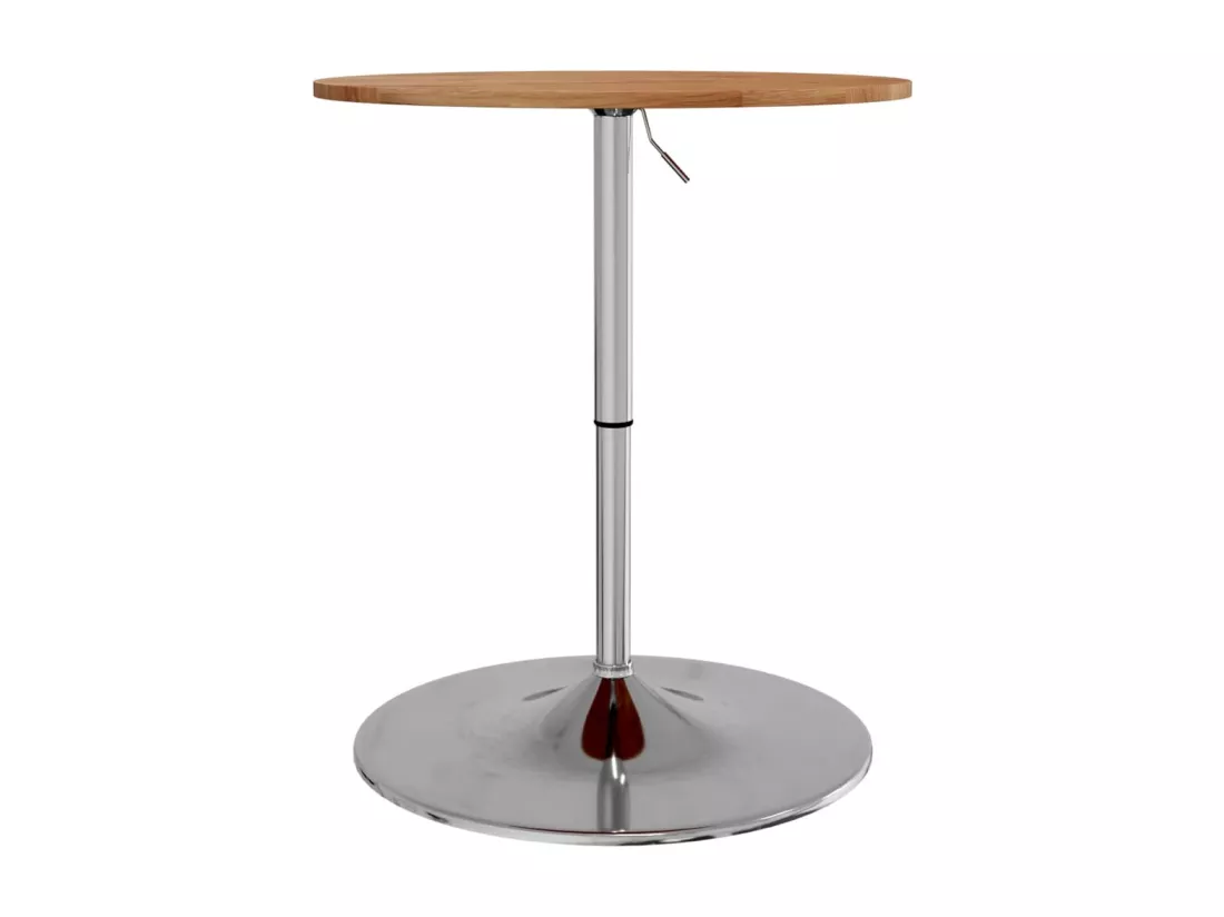 Table de bar marron clair Ø60x89,5 cm bois massif de chêne