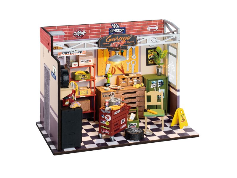 RoboTime Bausatz Garage Workshop 157-teilig 3D-Puzzle aus lasergeschnittenen Holzteilen
