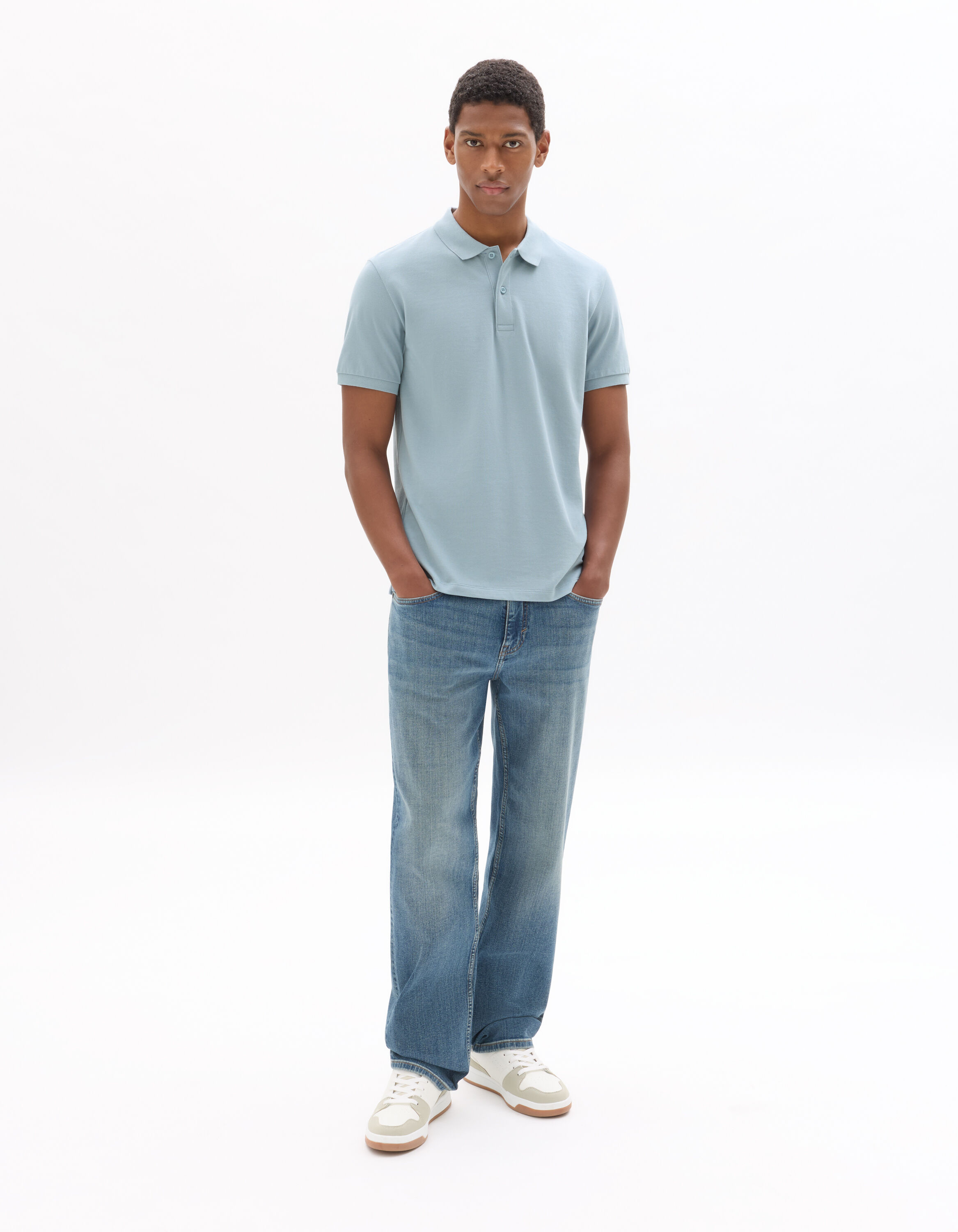 Jean straight coton stretch - bleu délavé