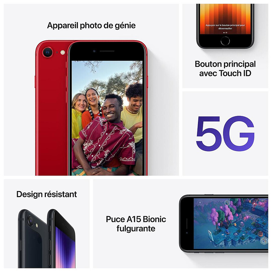 Apple iPhone SE 5G (Minuit) - 128 Go · Reconditionné