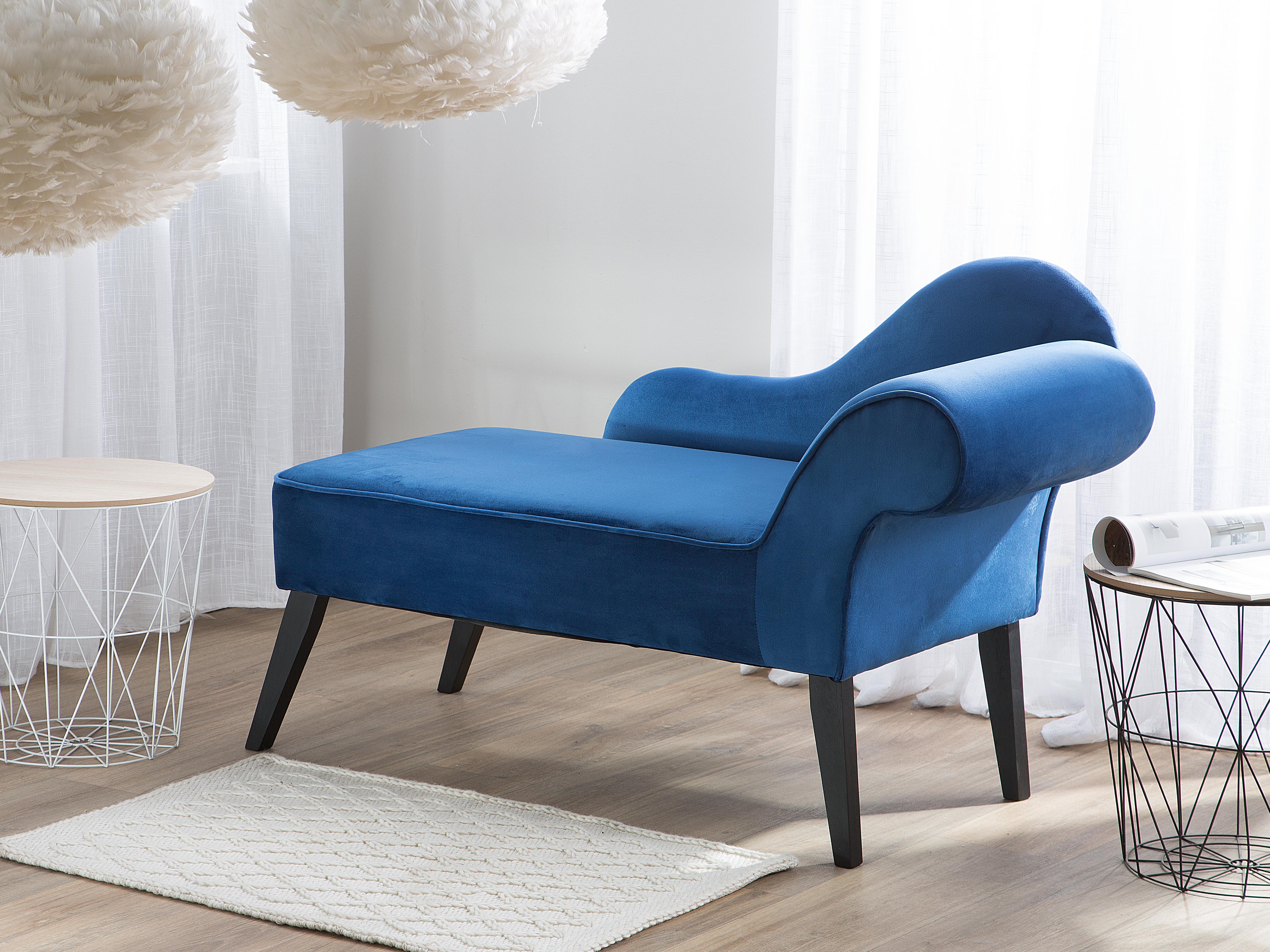 Rechtszijdige chaise longue BIARRITZ Fluweel Marineblauw
