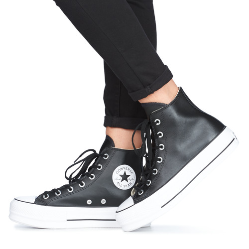 Converse - CHUCK TAYLOR ALL STAR LIFT CLEAN LEATHER HI - Noir