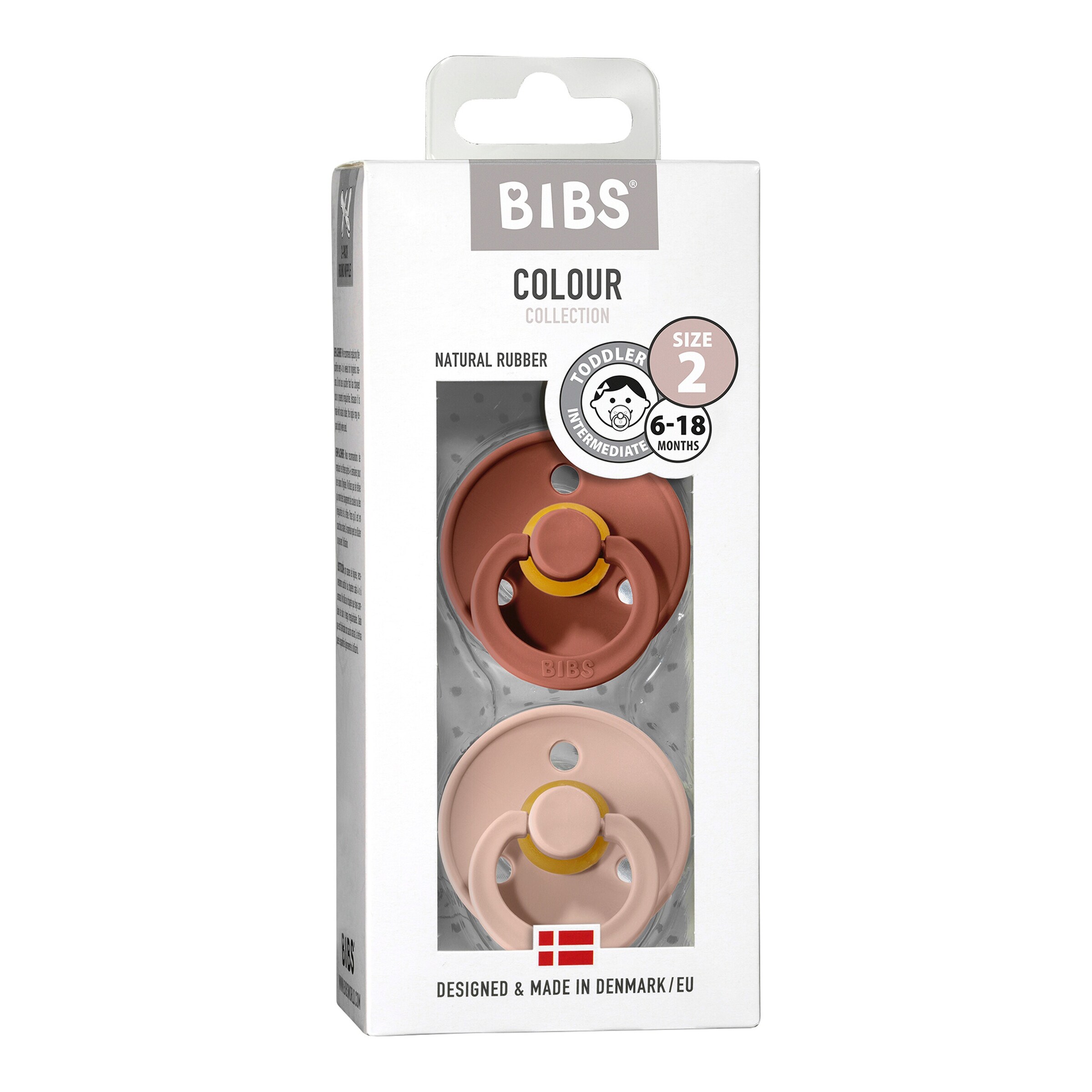 BIBS 2er-Pack Colour Schnuller Latex, 6-18M braun / beige