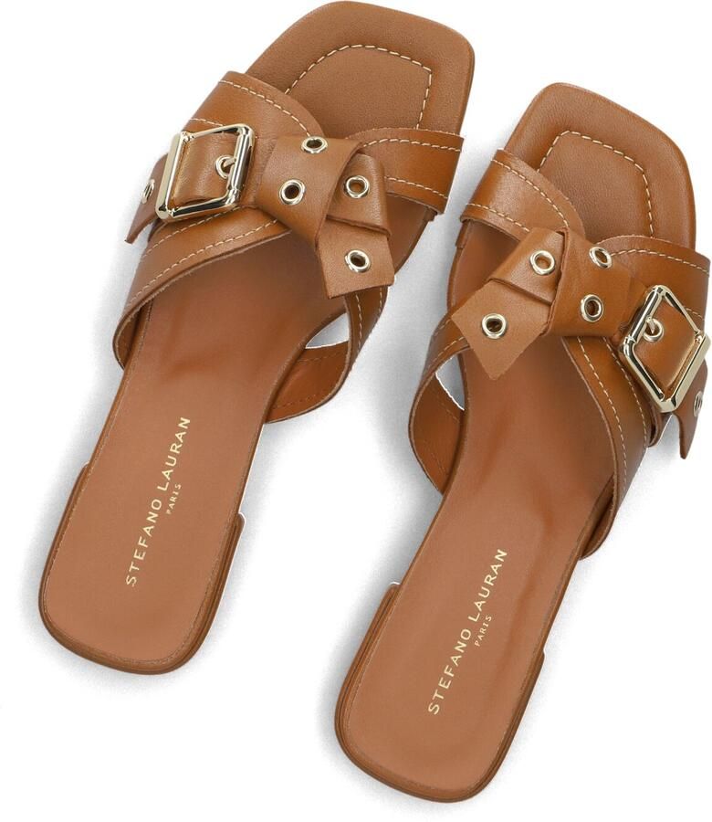 STEFANO LAURAN Slippers Dames 25037 Maat: 43 Materiaal: Leer Kleur: Camel