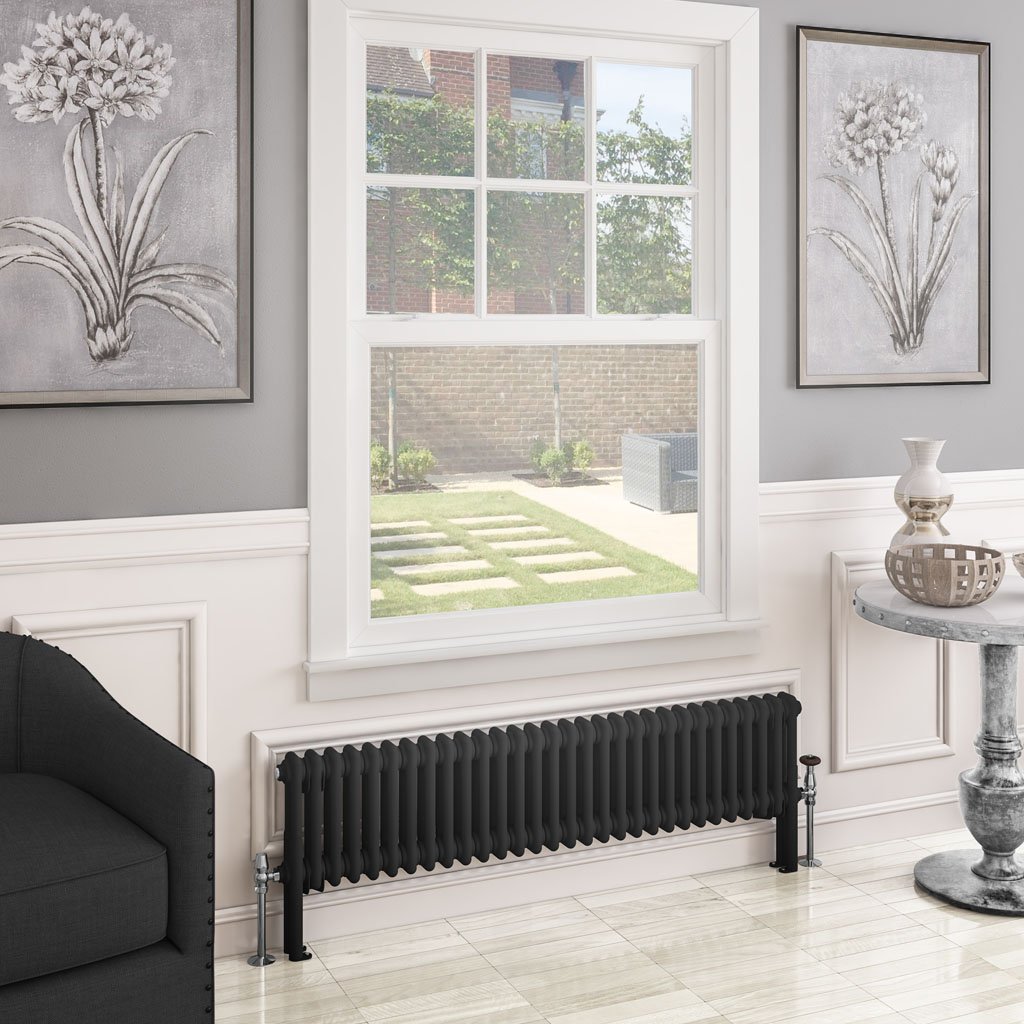 Eastbrook Imperia 2 koloms radiator 135x30cm 1048W zwart mat