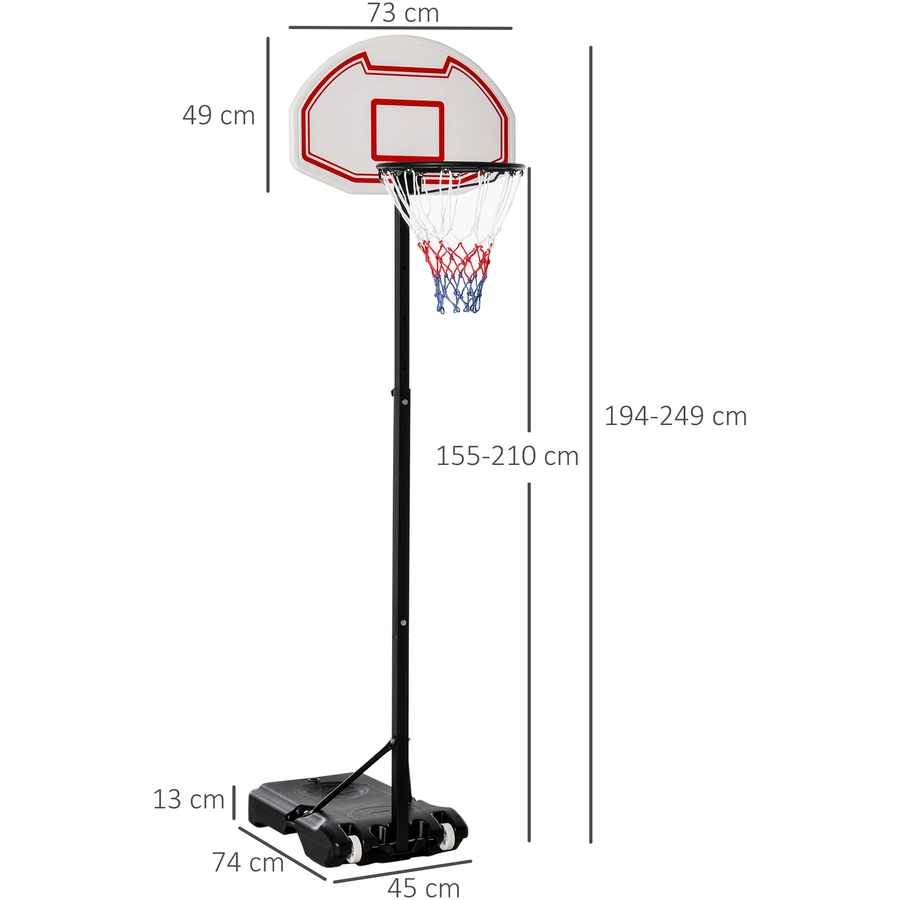 HOMCOM Kinder Basketballkorb mit Ständer schwarz, weiß, rot