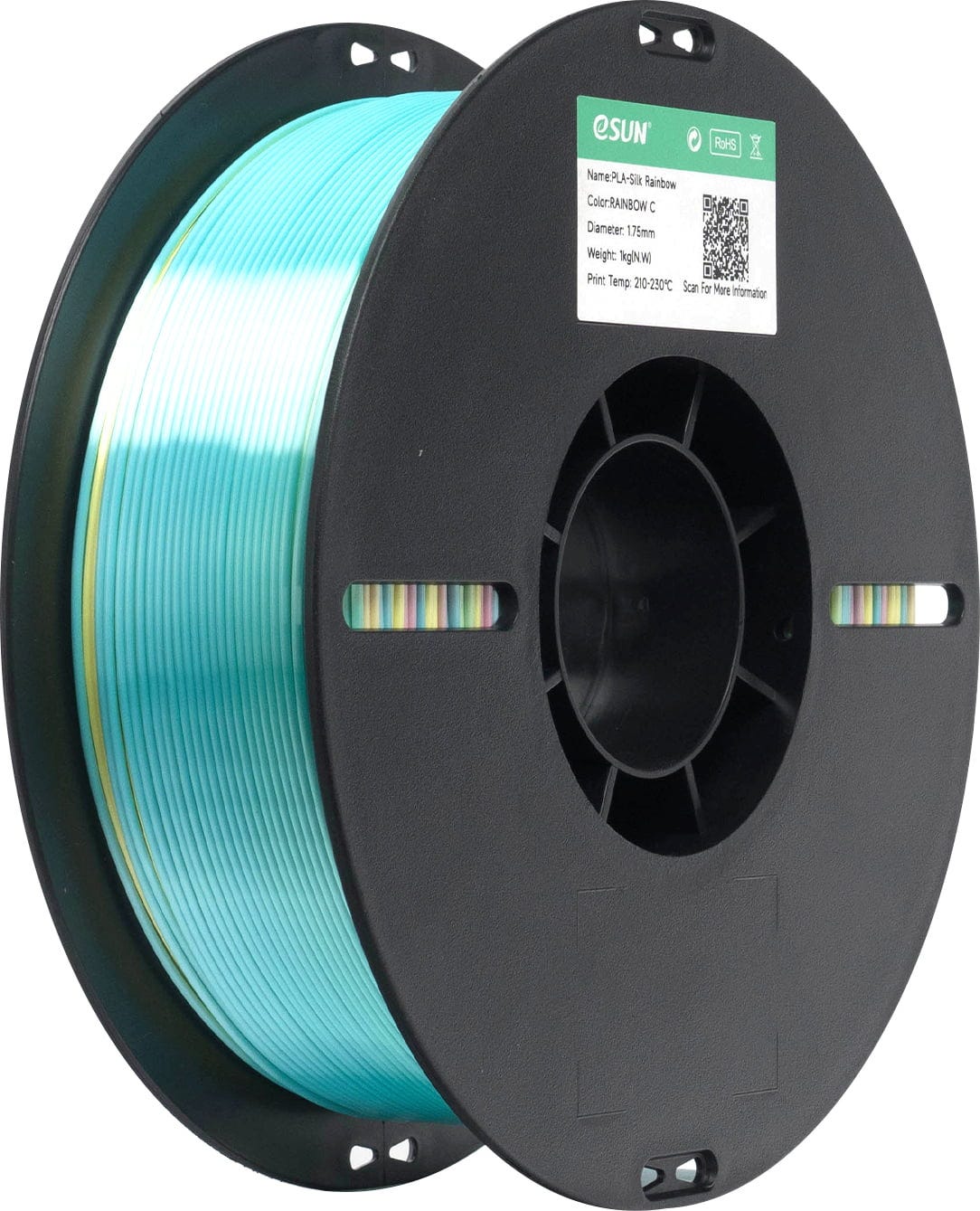 eSUN  PLA-Silk Rainbow C, 1,75 mm / 1000 g    Mehrfärbiges Filament in Regenbogenfarben