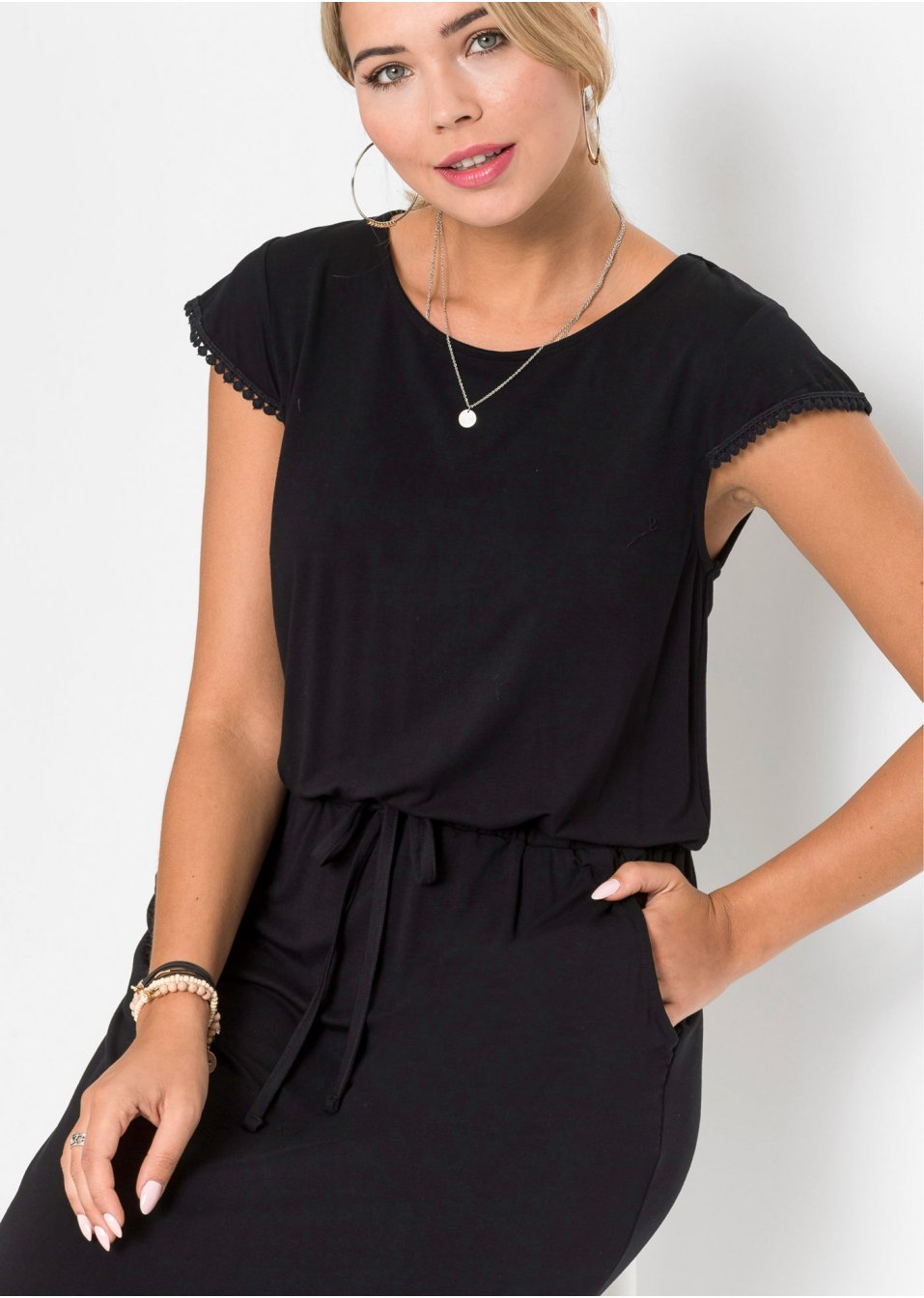 Robe midi en jersey en viscose