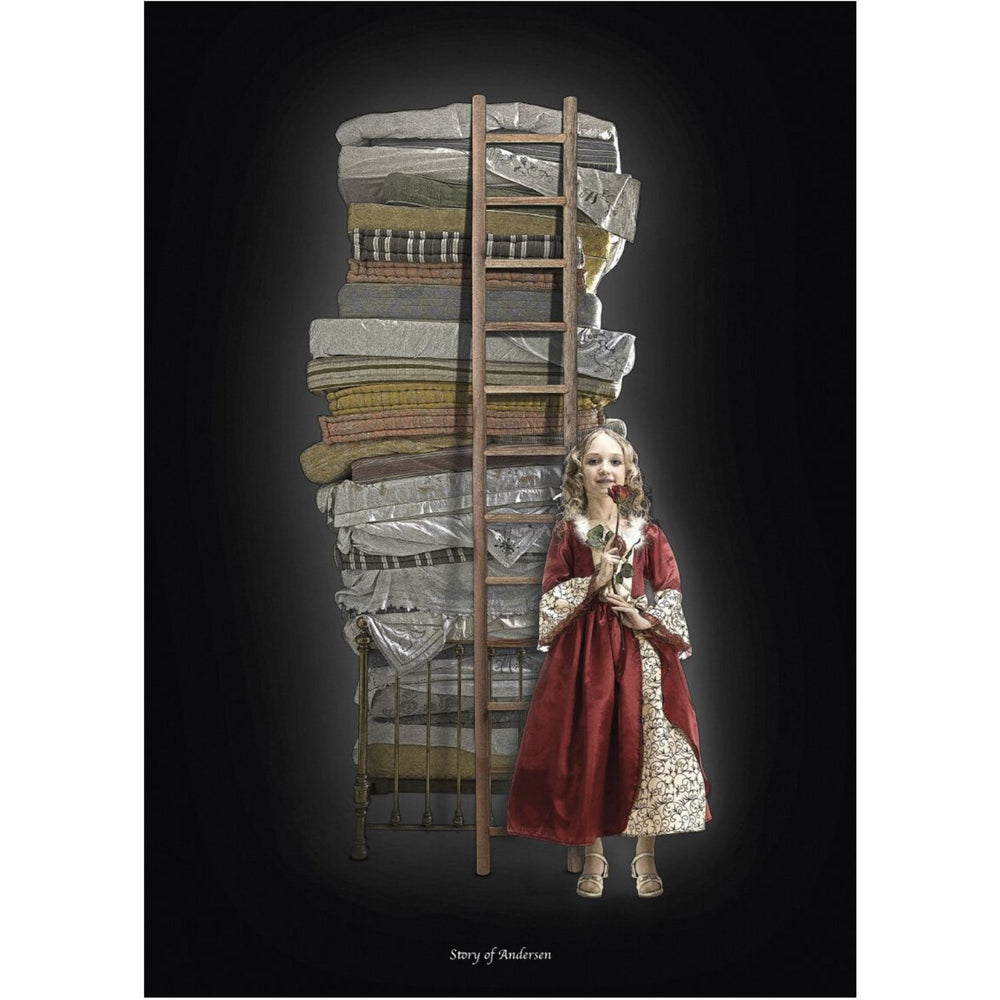 Køb Poster & Frame Story Of Andersen - Prinsessen På Ærten - Hvid/Sort Baggrund